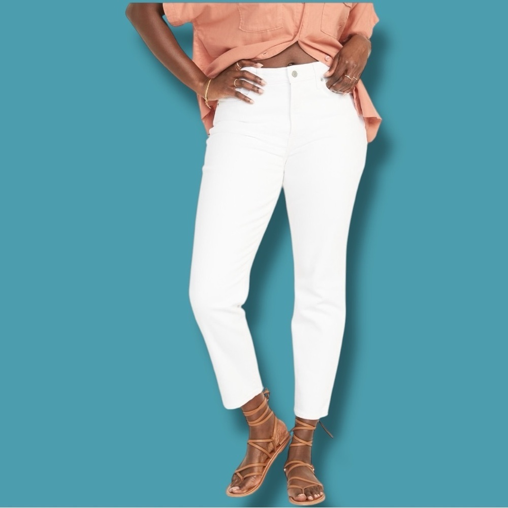 Old Navy Size 12 High Rise O.G. Straight Secret-Smooth Pockets Calla Lily White